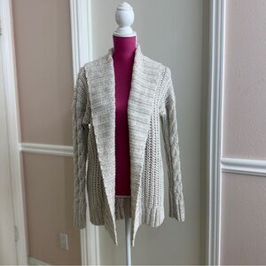 Abercrombie & Fitch Women's open cardigan sweater Cream Ivory Cable Knit, Size M